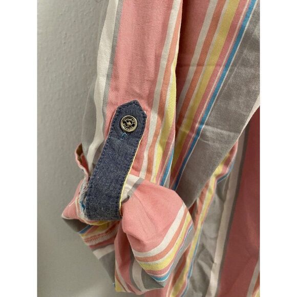 TOMMY HILFIGER -WOMENS BUTTON DOWN- LONG SLEEVE WITH 3/4 ROLL UP SLEEVE - SIZE L - Picture 8 of 9